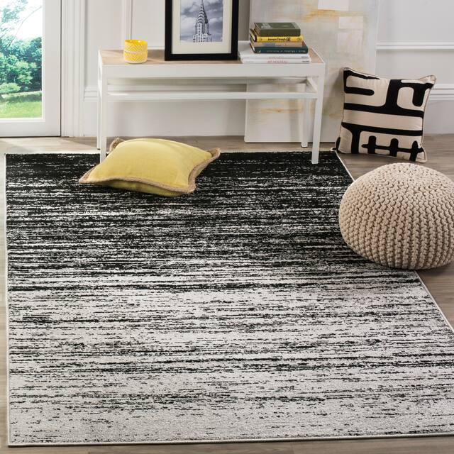 SAFAVIEH Adirondack Vera Modern Ombre Distressed Stripe Area Rug - 3' x 5' - Silver/Black