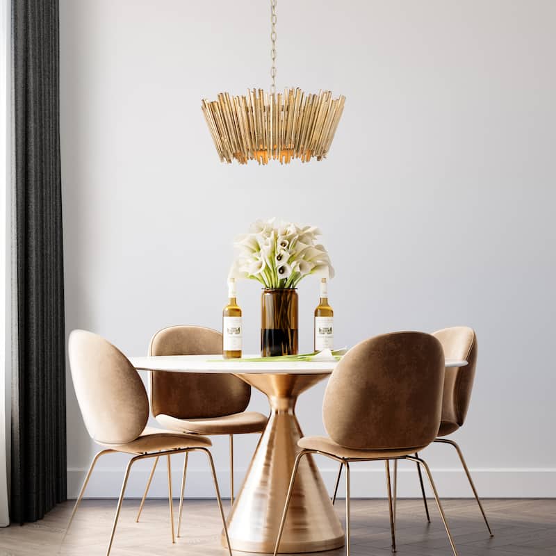 Modern Glam Art Deco Drum Chandelier Accent Dining Room Adjustable Foyer Pendant Light - D20'' x H 13''