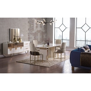 Vasio Modern Dining Room Table, 6 Dining Room Chairs And Buffet With ...