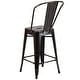 preview thumbnail 9 of 97, 24'' High Metal Indoor-Outdoor Counter Height Stool with Back
