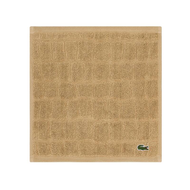 Lacoste Croc Scale Cotton Bath Towel, Hand Towel, and Washcloth - Washcloth - Sand
