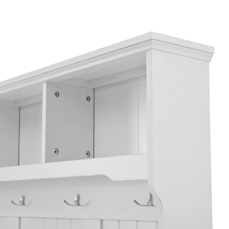 4in1 Entryway Bench with Coat Rack, Cushion and 4 Sturdy Hooks, 47.2