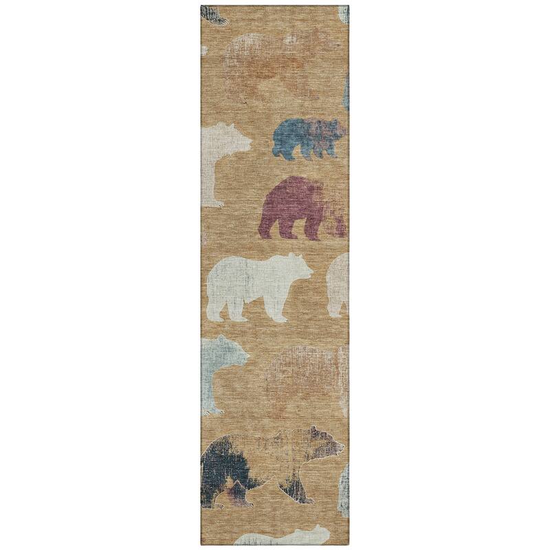 Machine Washable Indoor/ Outdoor Modern Bear Chantille Rug