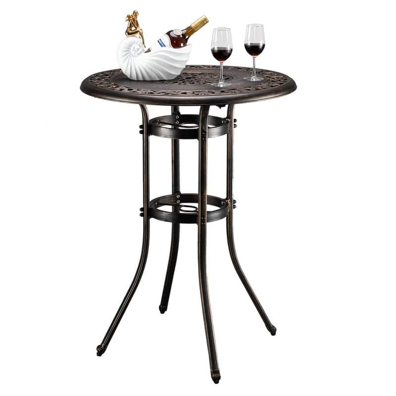 41" H Outdoor Cast Aluminum Round Dining Table