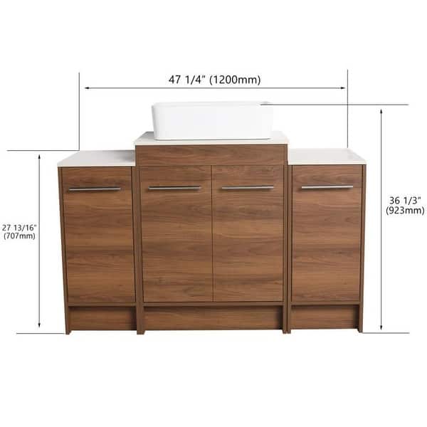 dimension image slide 13 of 16, ARTCHIRLY 24/36/48/60 Inch Bathroom Vanity with Sink, Freestanding Bathroom Vanity with Soft Close Door and Shelf