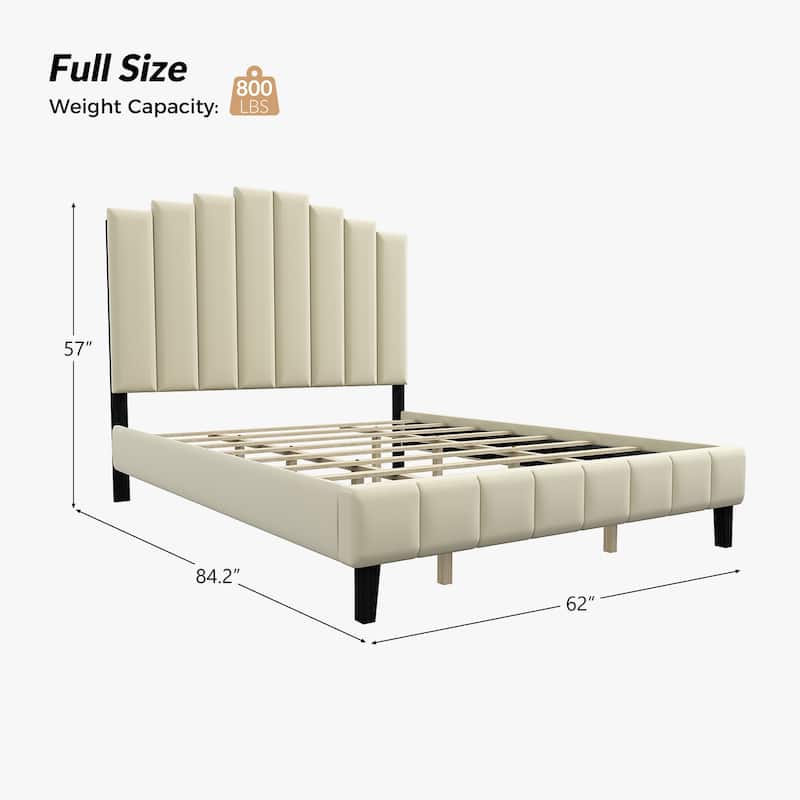 Tufted Upholstered Platform Bed with Sturdy Center Legs and Elegant Headboard for Bedroom by HULALA HOME