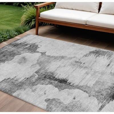 HomeRoots Abstract Transitional Rectangle Outdoor Rug
