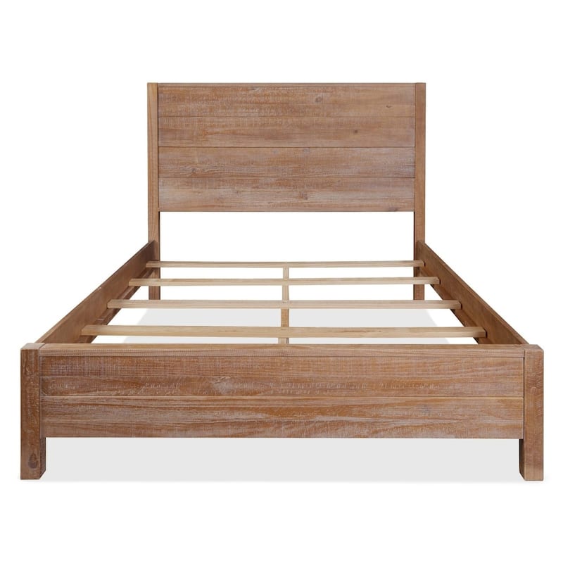 FarmHome Solid Pine Platform Bed in King Size - Rustic Brown