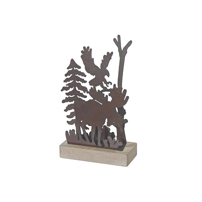 Metal And Wood Moose Large
