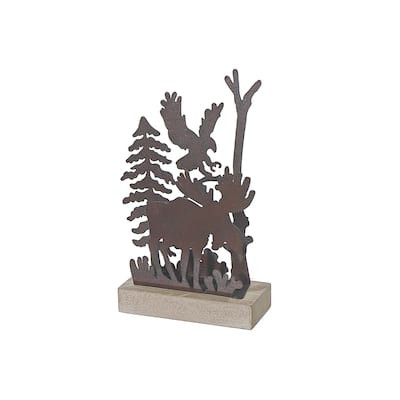Metal And Wood Moose Large