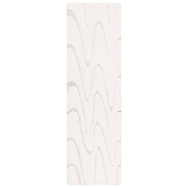 SAFAVIEH Handmade Manhattan Alberdine Modern Wool Rug - 2'3" x 8' Runner - Ivory/Beige