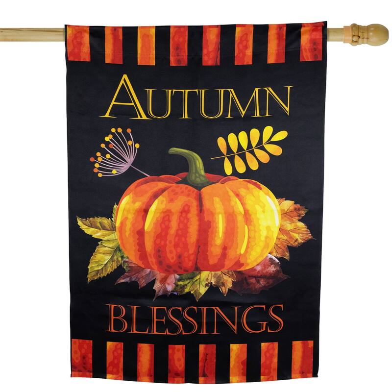 Autumn Blessings and Pumpkin Fall Harvest Outdoor House Flag - 40" x 28" - 40" x 28"