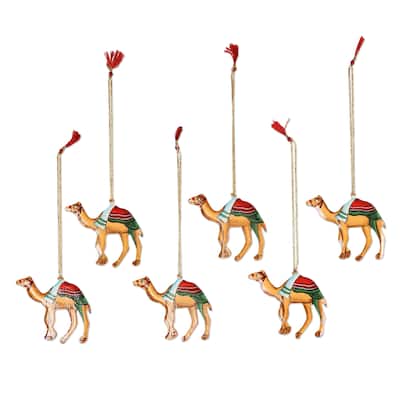 Novica Handmade Christmas Camels Wood Ornaments (Set Of 6)