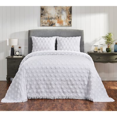 Fabstyles Tufted Venice Chenille Cotton 3 Piece Bedspread Quilt Set
