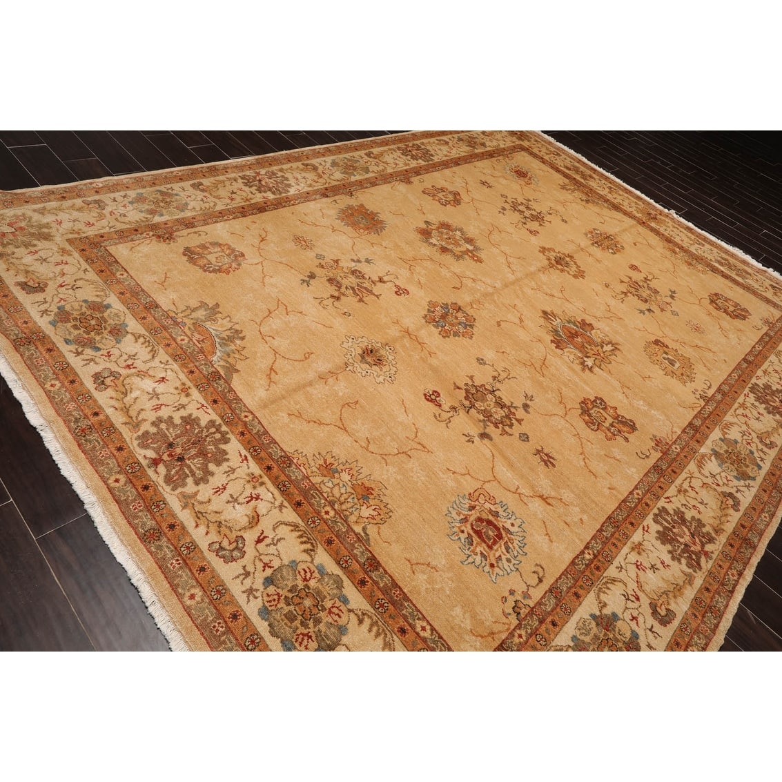 Hand Knotted Oushak Tan,Brown Oriental Wool Traditional Oriental Area