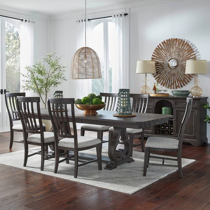 Liberty Furniture Grant Park Dining Set with Expandable Trestle Table and Chairs- 5 or 7 Piece - Table, 6 Side Chairs