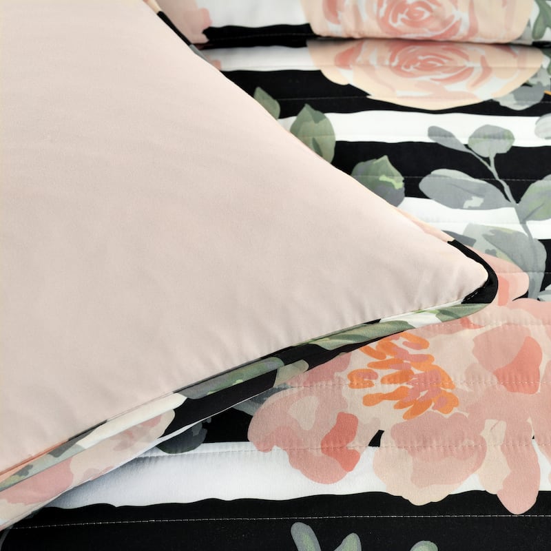 Lush Decor Amara Watercolor Rose 5 Piece Quilt Set
