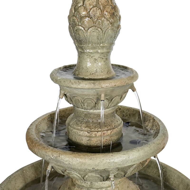 42.5" H Traditional Outdoor Water Fountain with Pineapple Finial