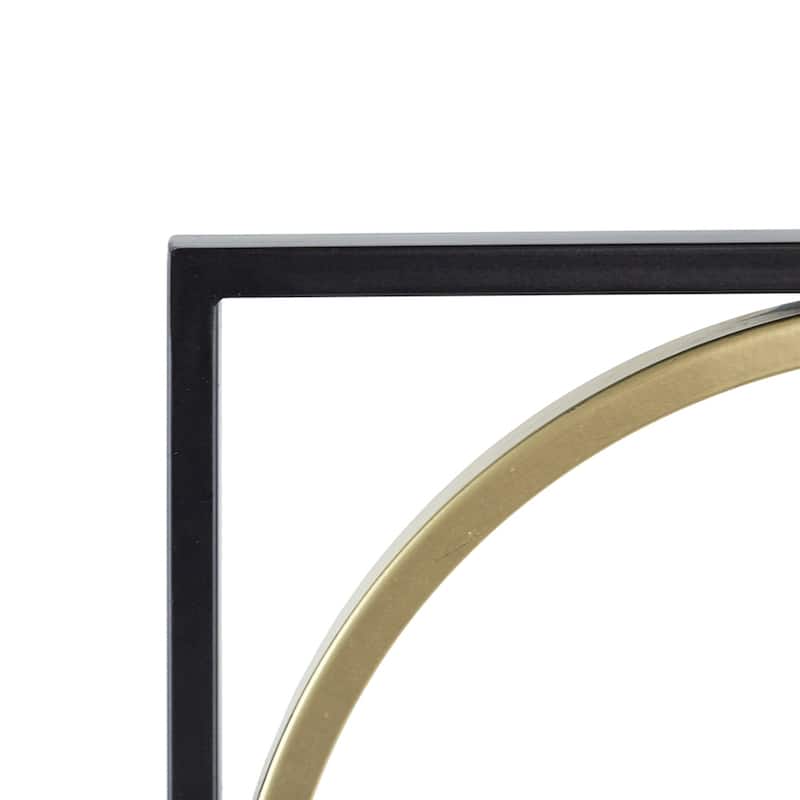 Metal Beaded Black Wall Mirror with Contemporary Design Styling