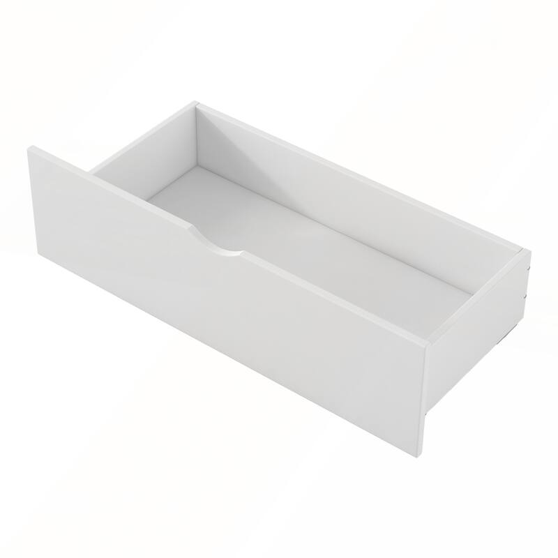 Wood Twin Size Platform Bed with Guardrail and 2 Drawers