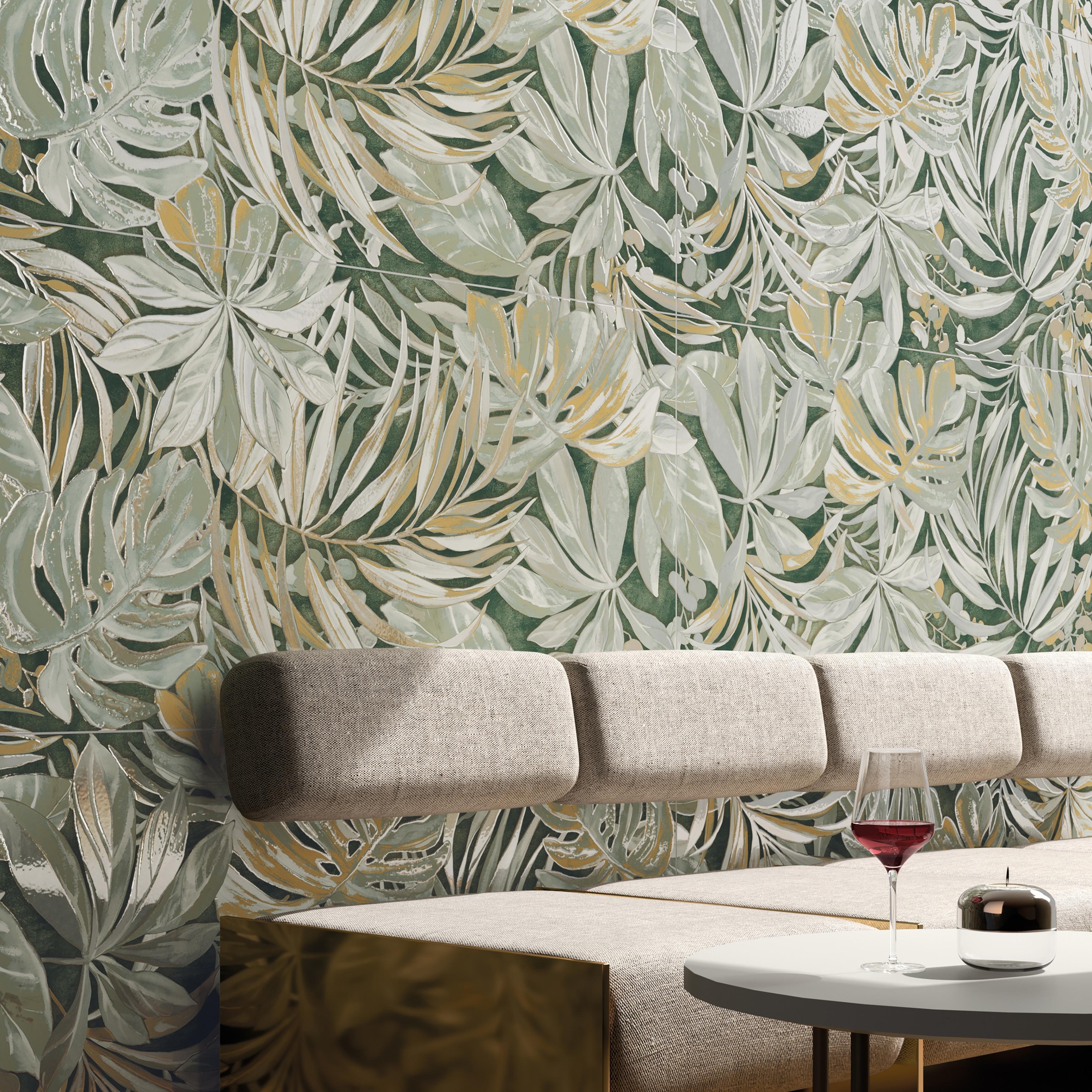 Merola Tile Parete Tropici Green 23-1/2" x 47" Italian Porcelain Floor and Wall Tile