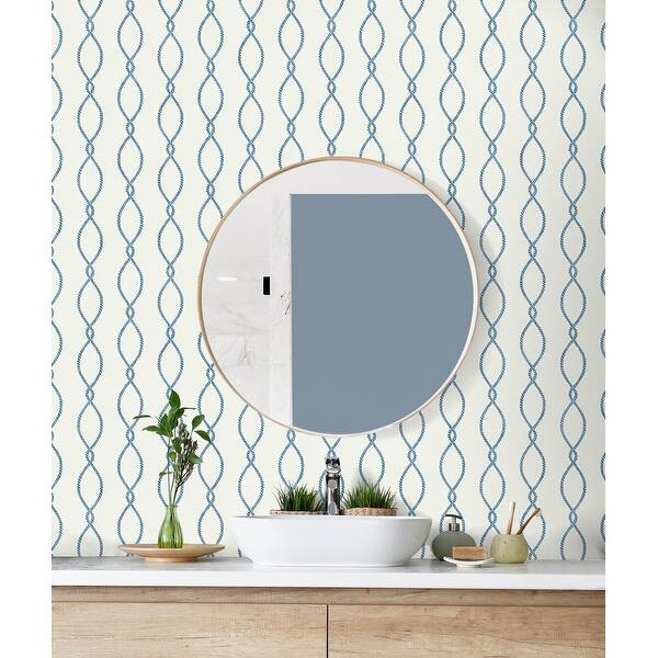 Seabrook Designs Hyannis Rope Ogee Unpasted Wallpaper Bed Bath