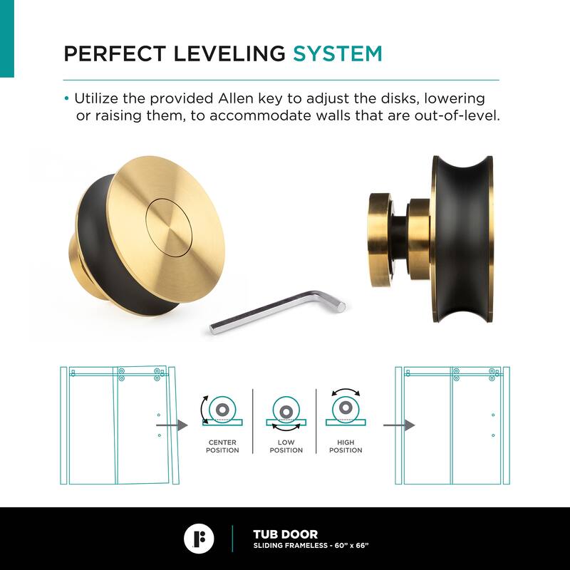Fine Fixtures Tub Door Sliding Frameless Tempered Glass