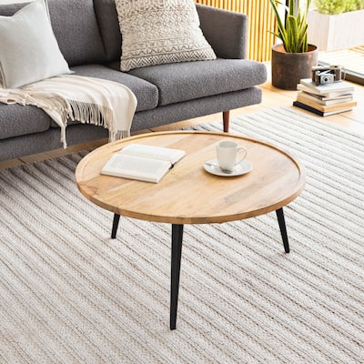 Zion Mid-Century Modern Wooden Round Coffee Table