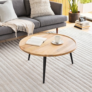 Zion Mid-Century Modern Wooden Round Coffee Table