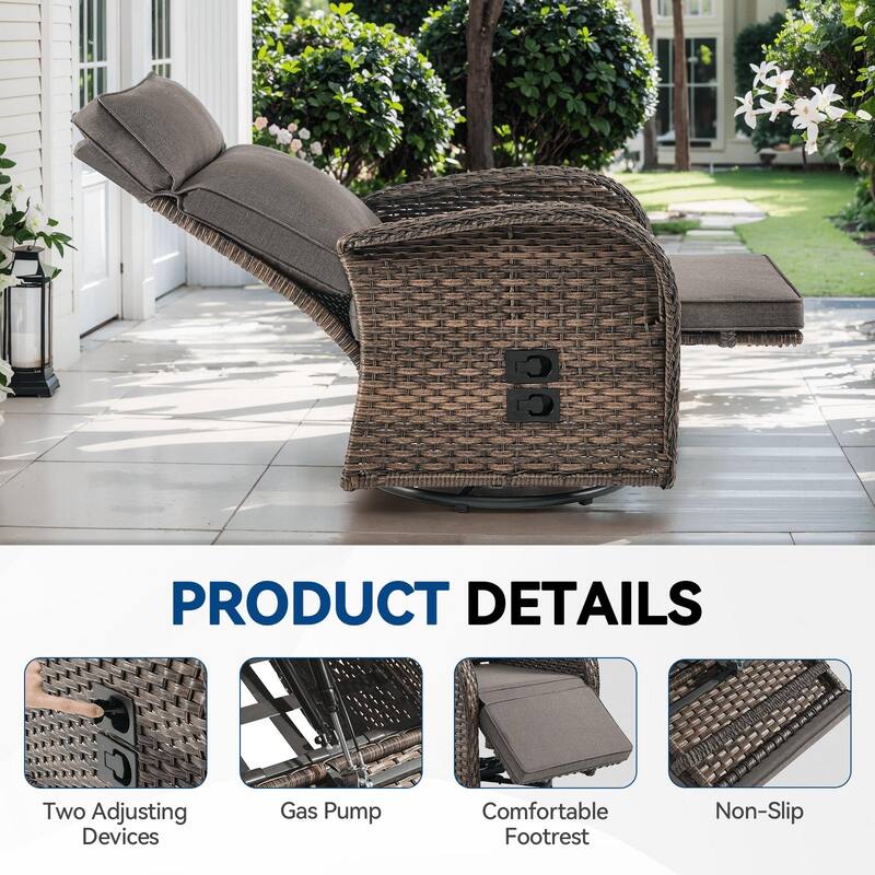 Pocassy Reclining Patio Chair with Adjustable Backrest