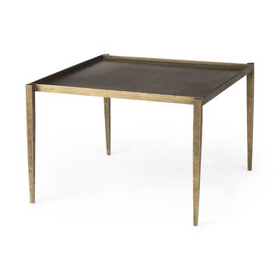 HomeRoots Dark Brown And Antiqued Gold Coffee Table - 23.25