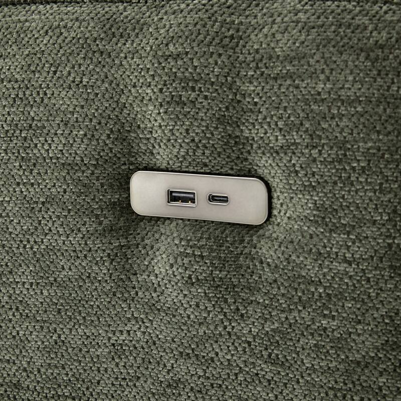 U Shaped Modular Sectional Sofa with Movable Ottoman, Chenille Upholstered 5-Seater Sofa with 2 USB Ports & Phone Holder