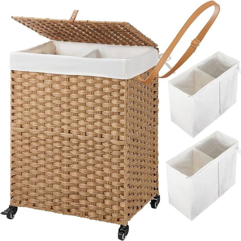 90L Divided Handwoven Hampers - 18.3"L x 13.5"W x 26.4"H - Natural