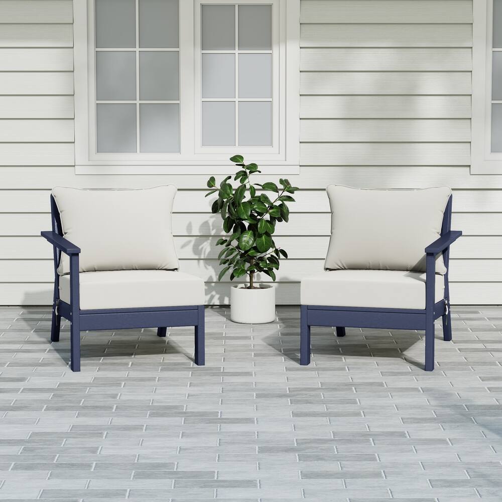 Birchwood All Weather HDPE Outdoor Patio Deep Seating Navy Blue Loveseat (2-Piece)