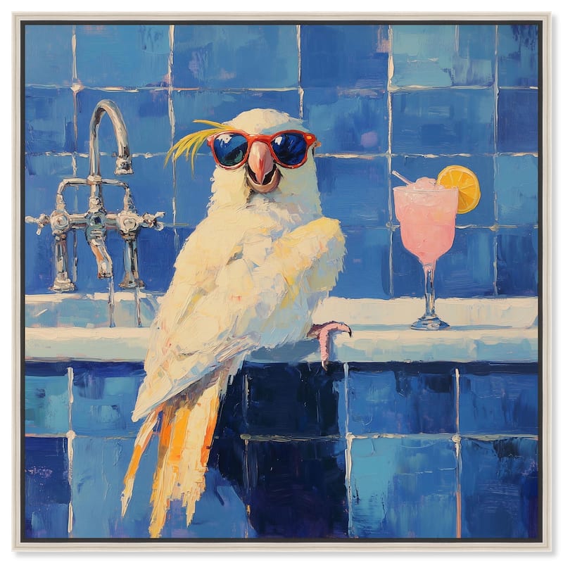 Relaxing Bird Canvas by Art Remedy - 40" x 40" - Silver