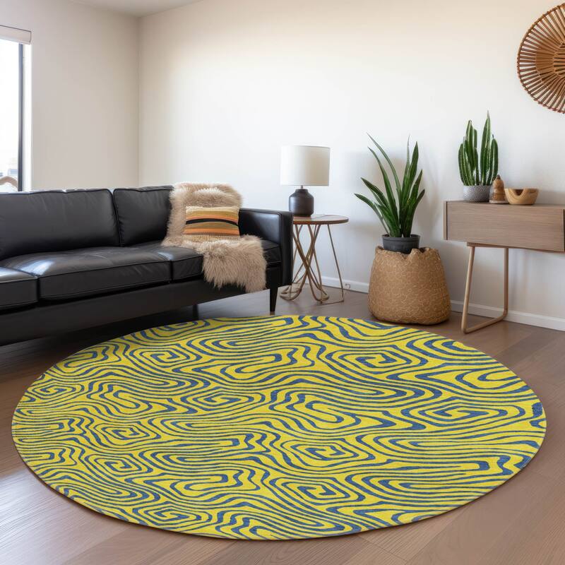 Premium Washable Super Soft Modern Maze Mayfield Rug - Yellow - 8' x 8'