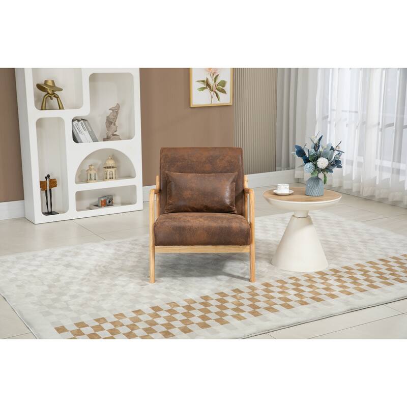 Brown Side Chair Office Chair with Wood Legs, Simple Padded Chair Dining Chair Vanity Chair Accent Chair