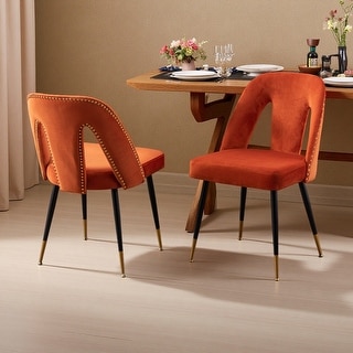 32.3"H Set of 2 Velvet Upholstered Dining Chairs with Nailhead Trim and ...
