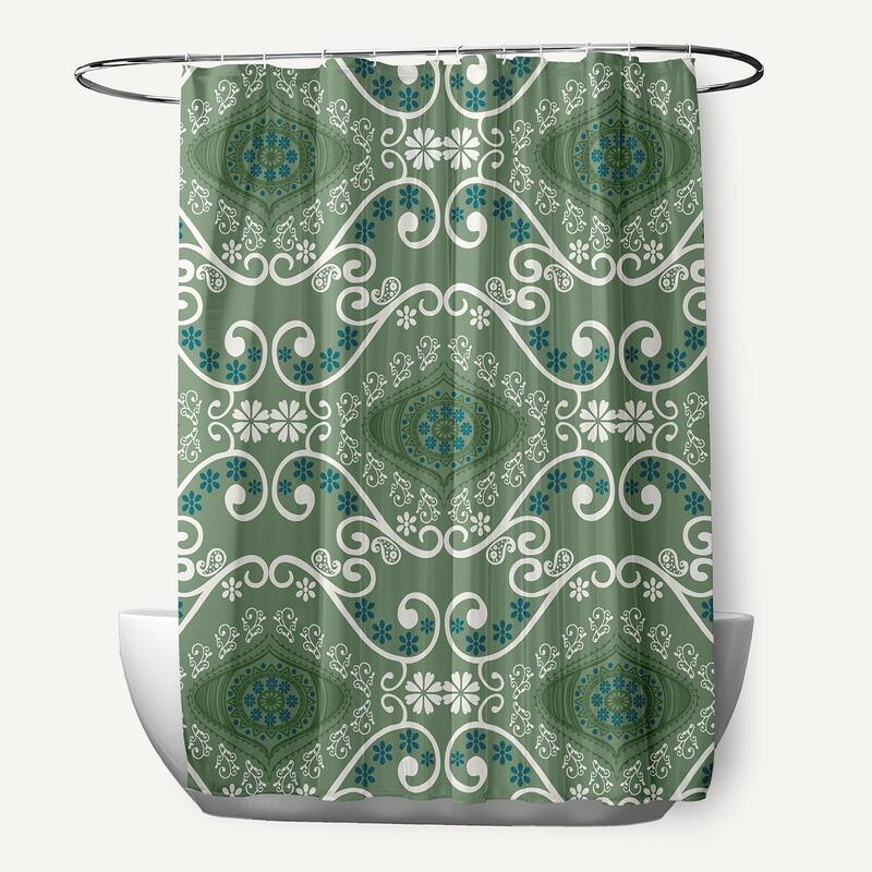 71 x 74-inch Illuminate Geometric Print Shower Curtain - Green