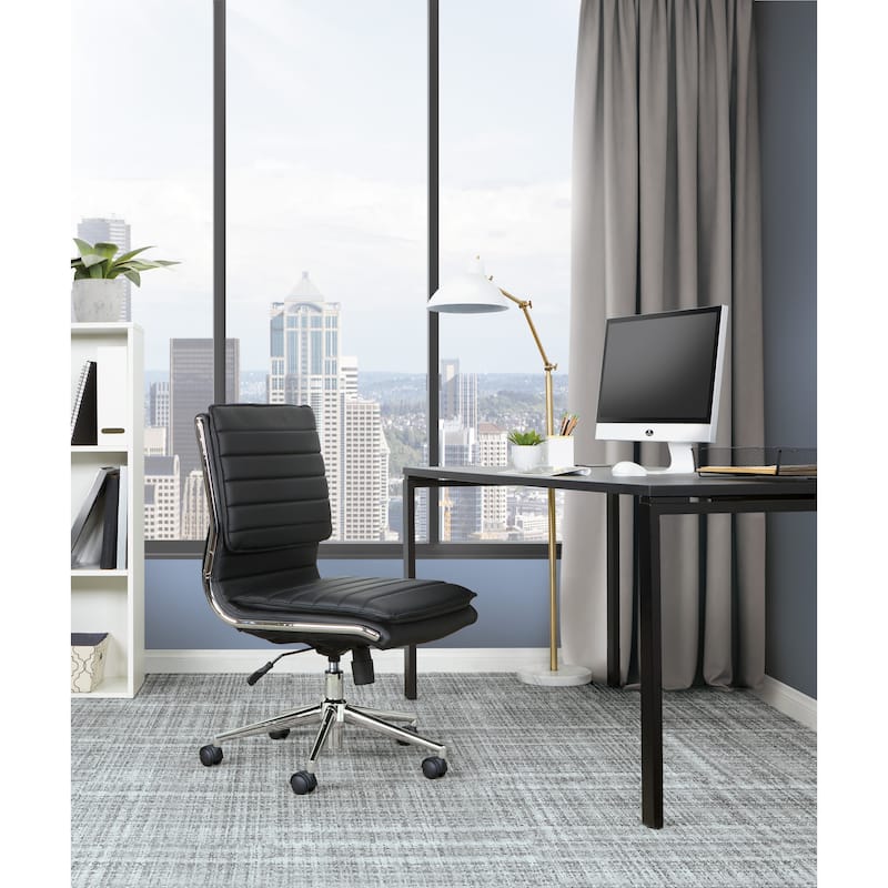 Armless Mid Back Professional Managers - Silver/Black