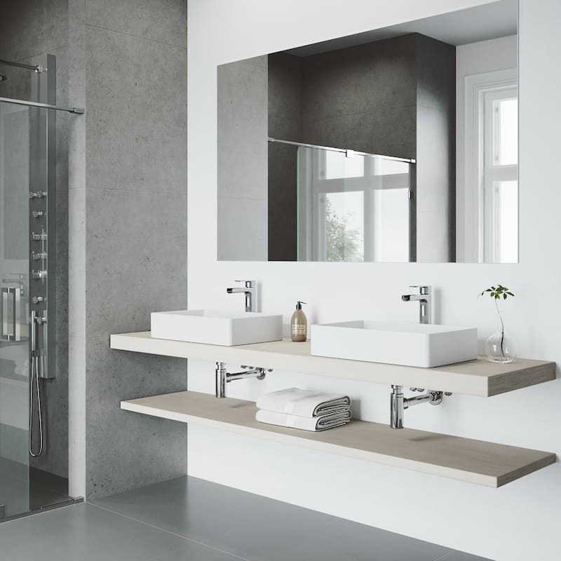 VIGO Amada 10" H Single Handle Single Hole Bathroom Vessel Faucet - 5.38"L x 1.88"W x 10.375"H