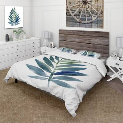 Designart 'Tropical Green Leaf' Farmhouse Duvet Cover Set