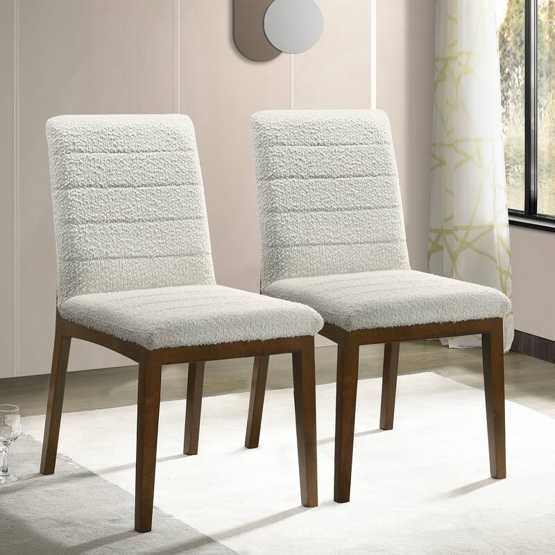 Mesa Luxury Modern Solid Wood Dining Chair (Set of 2) - White Boucle