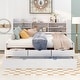 preview thumbnail 34 of 43, Full Size Wooden Captain Bed with Built-in Bookshelves, 3-Storage Drawers, and Trundle, Light Grey, Classic Style Bed Frame