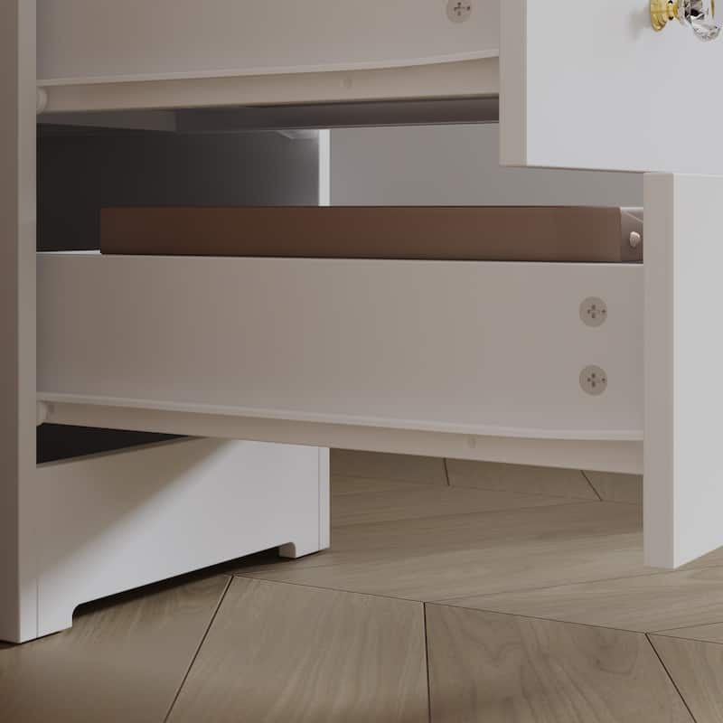 White Vanity Desk with Large LED Lighted Mirror & Glass Tabletop, Makeup Table with 11 Drawers