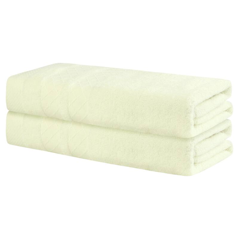 Striped 2-Piece Cotton Bath Towels, Absorbent and Light Weight Towels for Bathroom, Hotel, Spa 28" x 56"
