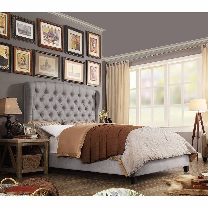Moser Bay Florence Button Tufted Wingback Upholstered Standard Bed - Dove Grey - King