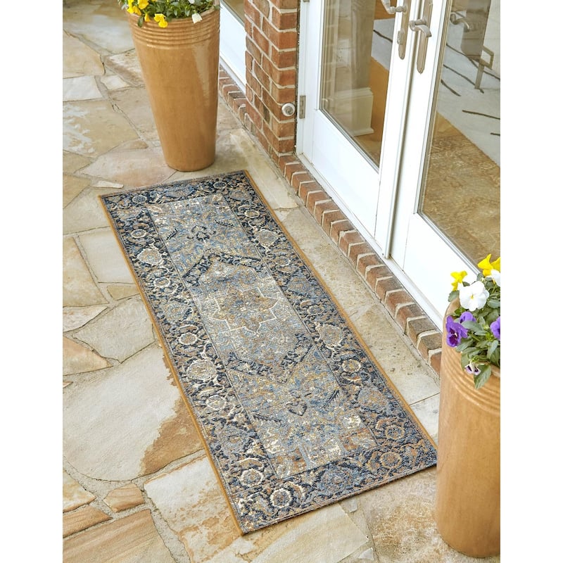 Outdoor Nirie Collection Area Rug - Blue - 2'x6'