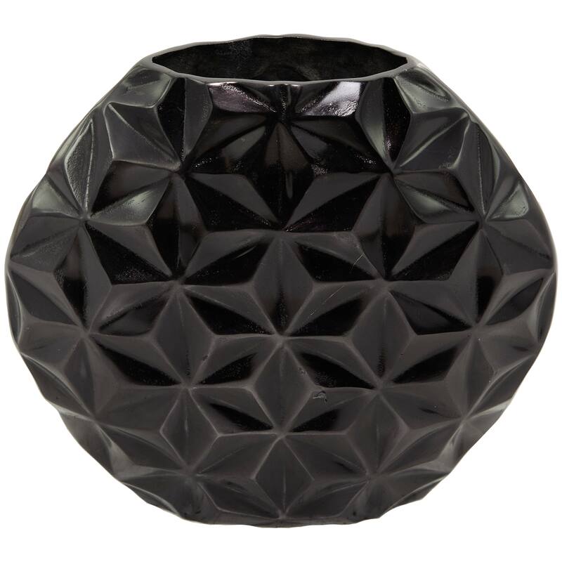 CosmoLiving by Cosmopolitan Aluminum Metal Faceted Geometric Vase - Black, Silver, Gold