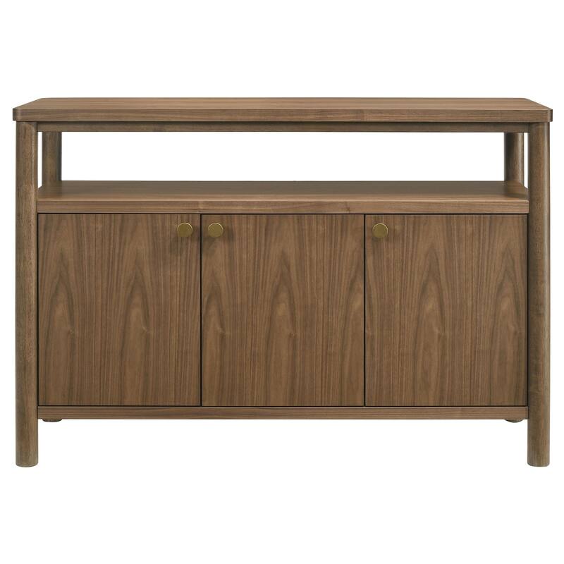 Billie Sideboard Buffet Cabinet, 3 Doors 1 Shelf, Brown Wood, 52 Inch